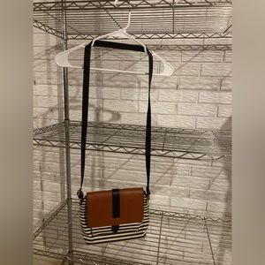 Black and Cream Stripped Crossbody Bag Purse